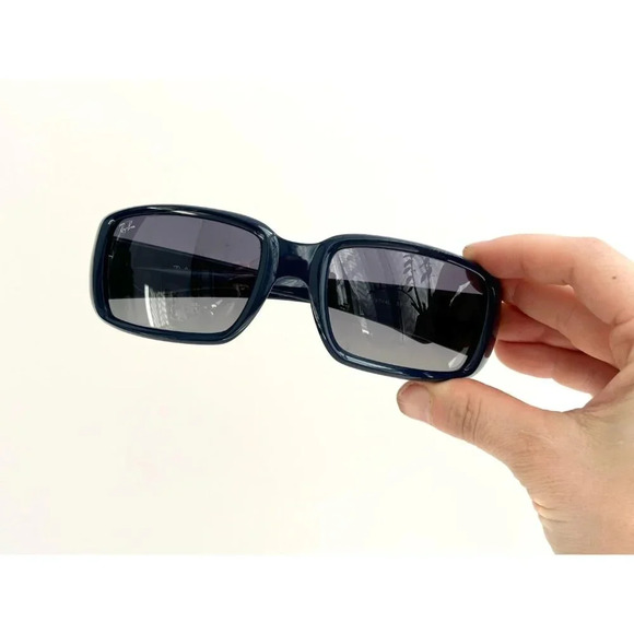 Ray Ban Italian Square Blue Frame Light Grey | Blue Gradient RB 4338 Sunglasses - Picture 10 of 10